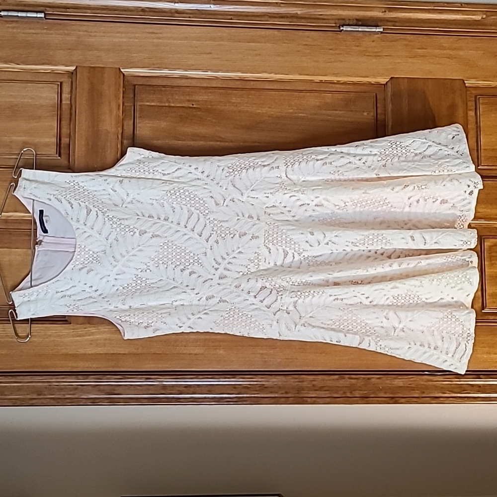 COPY - Tommy Hilfiger pretty white lace drop waist dress with baby pink lining